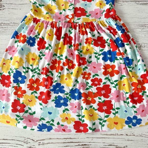 *3/$20* HANNA ANDERSSON Floral Short Sleeve Jersey Knit Button Front Dress 8 - Picture 2 of 9